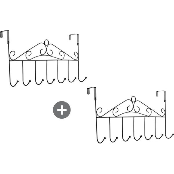 Appendiabiti Da Porta 2X - Appendiabiti Da Parete - 7 Ganci Per Appendere - Appendiabiti Da Appendere - Organizzatore Da Porta - Nero-image