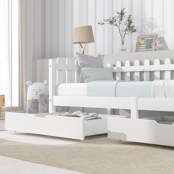Flieks 2 Cassetti, Cassetti Del Letto Con Rotelle, Spazio Di Archiviazione Sotto Il Letto, Mdf Bianco 93X67X17Cm-image