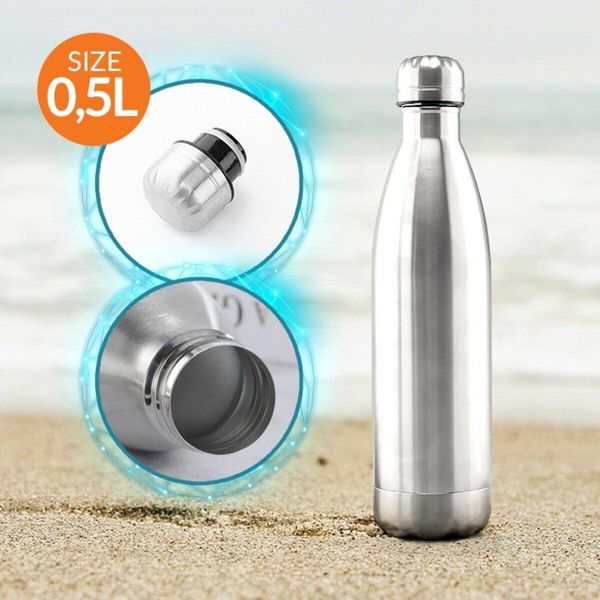 Caraffa Thermos Da 0,5 Litri Per Bevande, Tè, Brocca Sottovuoto In Acciaio Inox In Argento-image