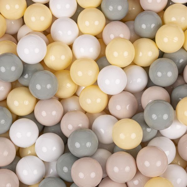 Kiddymoon 50 Palline/7Cm-2,75In Palline Da Gioco In Plastica Morbida Per Bambini Colori Certificati Eu, Beige Pastello/Verde/Grigio/Giallo Pastello/Bianco-image