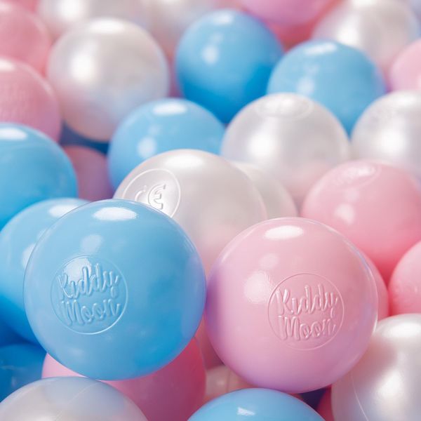 Kiddymoon 200 ∅ 6Cm Palline Da Bagno Per Bambini Palline Giocattolo Per Bambini Palline Di Plastica Eu, Blu Bambino/Rosa Polvere/Perla-image