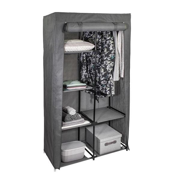 Homelife Armadio Tessile Con Ripiani Antracite-image
