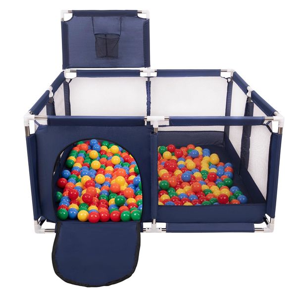 Selonis Box Con Cesto E 900 Palline Box Per Bambini, Blu:Verde/Giallo/Blu/Rosso/Arancio-image