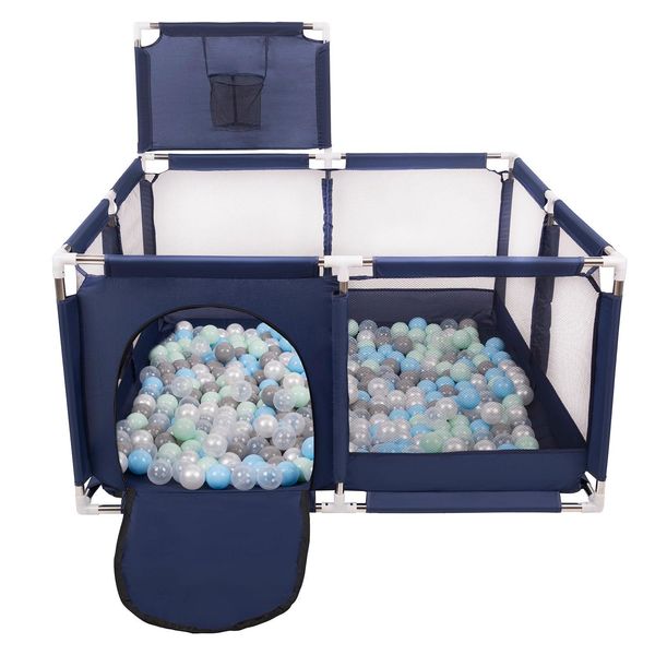 Selonis Box Con Cesto E 200 Palline Box Per Bambini, Blu:Perla/Grigio/Trasparente/Blu Bambino/Minze-image