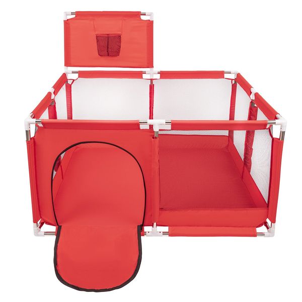 Selonis Box Con Cesto E 400 Palline Box Per Bambini, Rosso:Grigio/Bianco/Turchese-image