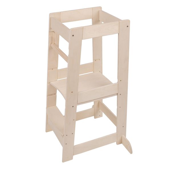 Selonis Torre Di Apprendimento Per Bambini Sedia Di Apprendimento Aiuto Cucina Montessori Accessori Kh-100X, Naturale-image