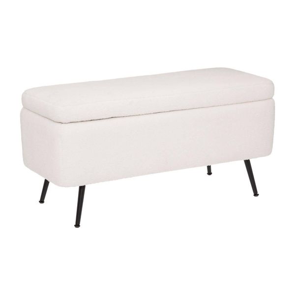 Panca A Cassapanca "Aurora"" - Legno E Metallo - Bianco - 100X40 Cm - Atmosphera CréAteur D'intéRieur"-image