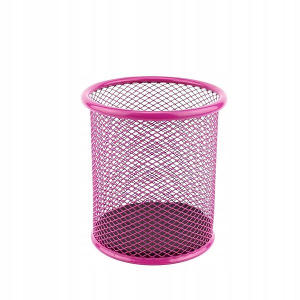 Leviatan Portapenne In Metallo | Portapenne Rotondo In Filo Di Metallo | Coppa Multifunzionale A Rete Per Penne A Sfera Ø91 Mm Rosa-image