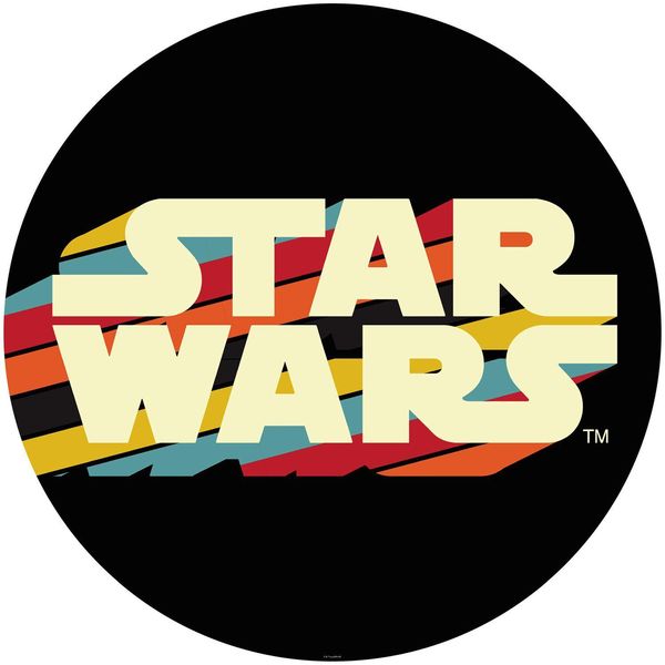 Carta Da Parati Rotonda Autoadesiva Disney Logo Star Wars Multicolore Su Nero - 610399 - Ø 128 Cm-image