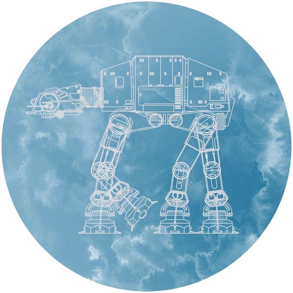Carta Da Parati Rotonda Autoadesiva Disney Star Wars AT-AT Blu - 610394 - Ø 128 Cm-image