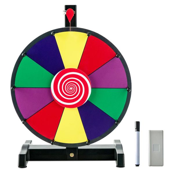 Ruota Della Fortuna Costway 12" Da Girare, Con Gomma E Pennarello, Ruota Della Fortuna Per Giochi Di Lotteria E Giochi Di Parole"-image