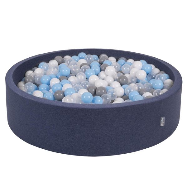 Kiddymoon Piscina Di Palline 120X30Cm/300 Palline Piscina Rotonda Con Palline Colorate Per Bambini, Blu Scuro: Grigio/Bianco/Trasparente/Babyblue-image