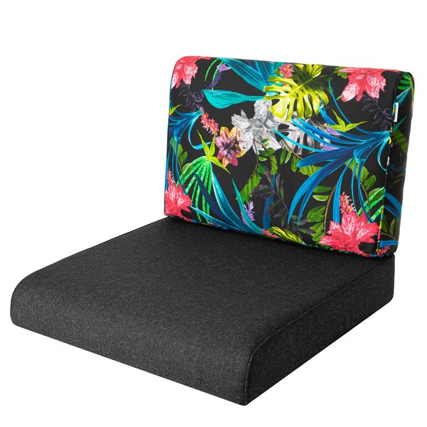 Pillowprim, Cuscino Per Poltrona In Rattan, Esterno, Cuscino, Cuscino Per Pallet, Cuscino Per Seduta, Mobili In Rattan, Nero + Foglie Colorate, 70 X 70 Cm-image