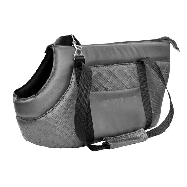 Borsa Da Trasporto Per Cani E Gatti | Borsa A Tracolla Per Animali Domestici Con Cinghia Elastica Con Moschettone | Fino A 12 Kg | | L | Grigio-image
