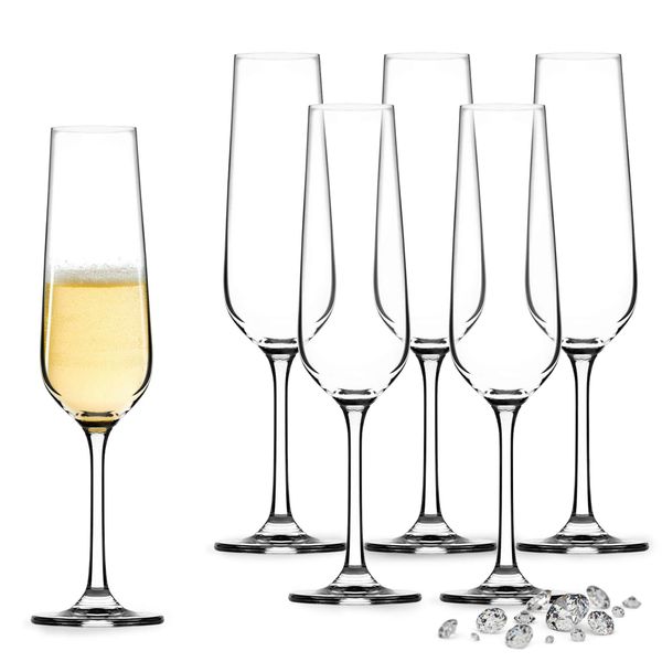 Kadax Bicchieri Da Vino Bianchi In Cristallo "Fano"", Bicchieri Da Vino Con Stelo Lungo, Set Di 6, 200 Ml,"-image