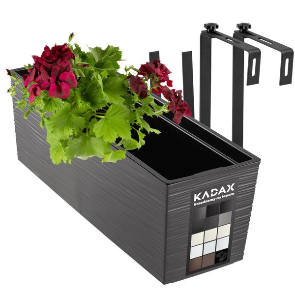 Vaso Da Fiori Kadax Con Inserto "Treviso"", 56 Cm, Con Staffe, Motivo A Scacchiera, Grafite"-image