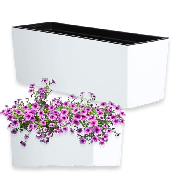 Vaso Da Fiori Kadax "Fontana"" Con Inserto, 56 Cm, Vaso Da Fiori Per Esterni, Motivo Liscio, Bianco"-image