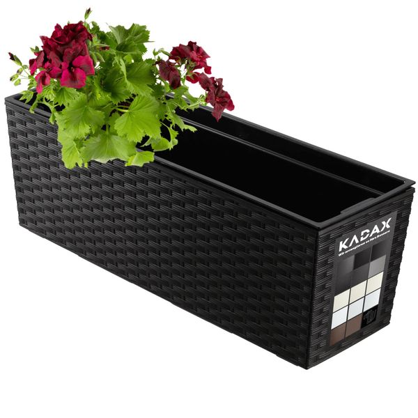 Vaso Da Fiori Kadax Con Inserto "Murano"", 56 Cm, Vaso Da Fiori Per Esterni, Motivo Rattan, Nero"-image