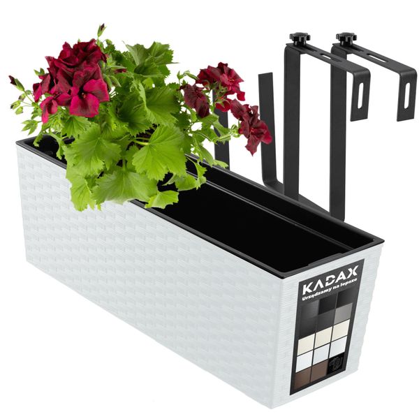 Kadax Vaso Da Fiori Con Inserto "Murano"", 56 Cm, Con Supporti, Motivo Rattan, Bianco"-image