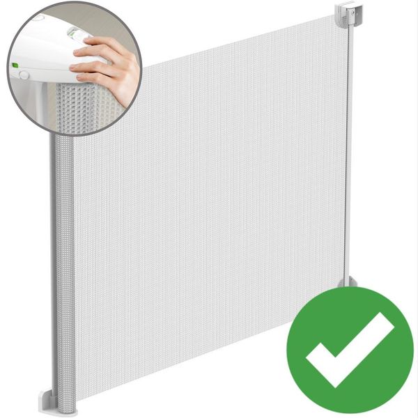 Twinky® Cancelletto Per Scale | Sicurezza Per I Più Piccoli | In Bianco | Cancelletto A Scomparsa Per Bambini E Animali Domestici | Cancelletto A Scomparsa Resistente In Bianco | Cancelletto Di Sicurezza Per Bambini E Animali Domestici | 80 X 130 Cm | Un Cancelletto Di Sicurezza Estensibile Per La Massima Protezione!-image