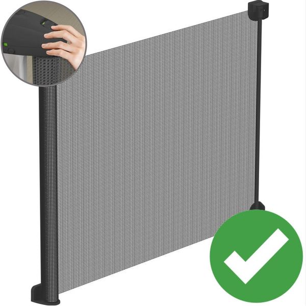 Twinky® Cancelletto Per Scale | Sicurezza Per I Vostri Piccoli | In Nero | Cancelletto Per Porte Arrotolabile Per Bambini E Animali Domestici | Cancelletto Per Porte A Scomparsa Resistente In Nero | Cancelletto Di Sicurezza Per Bambini E Animali Domestici | 80 X 130 Cm | Un Cancelletto Di Sicurezza Estensibile Per La Massima Protezione!-image