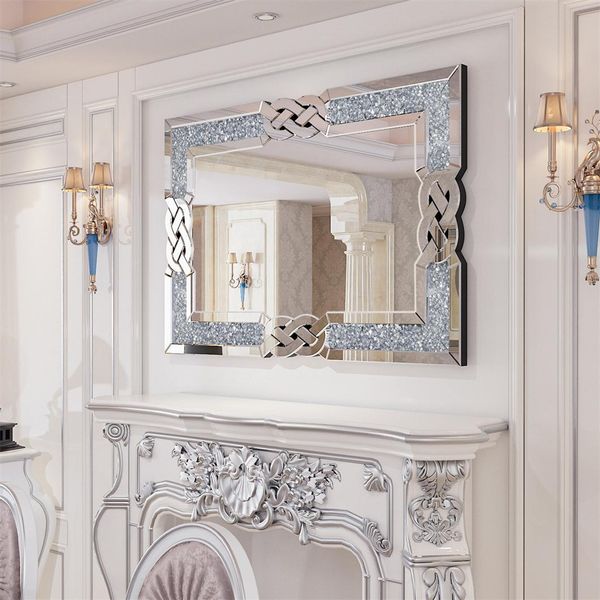 Wisfor Specchio Artloge, Specchio Da Parete Con Cornice In Cristallo, Specchio Da Ingresso Di Lusso Specchio Decorativo, 100×70×2,5Cm-image