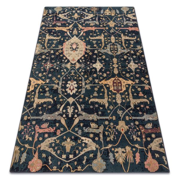 Tappeto Di Lana Polonia Persej Orientale Blu Scuro Azzurro 200X300 Cm-image