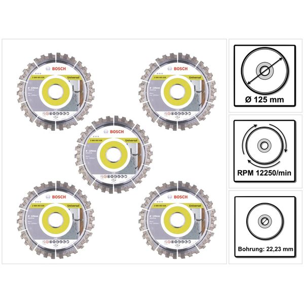Bosch Best For Universal Disco Diamantato 125 X 22,23 Mm, 5 Pezzi (5X 2608603630)-image