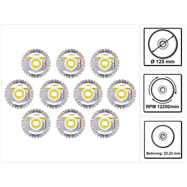 Bosch Best For Universal Disco Da Taglio Diamantato 125 X 22,23 Mm, 10 Pz. (10X 2608603630)-image