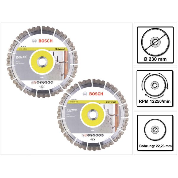 Bosch Best For Universal Diamond Cut-Off Wheel 230 X 22,23 Mm, 2 Pz. (2X 2608603633)-image