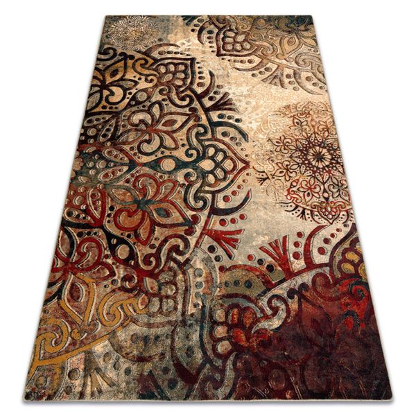 Tappeto Di Lana Polonia Boho Rosone Rosso Multicolore 235X350 Cm-image