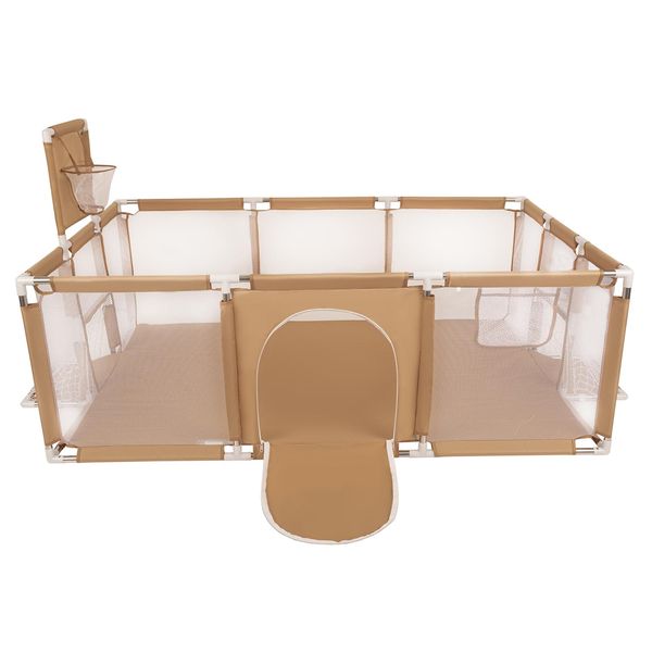 Selonis Playpen Grande Parco Giochi Per Bambini Con 100 Palline Playpen Per Bambini, Beige:Beige Pastello/Blu Pastello/Giallo Pastello/Menta-image