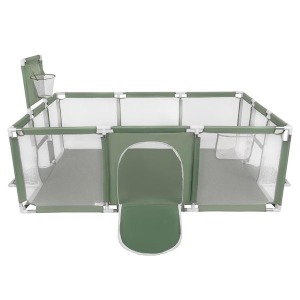 Selonis Playpen Grande Parco Giochi Per Bambini Con 200 Palline Playpen Per Bambini, Verde: Bianco/Grigio/Menta-image