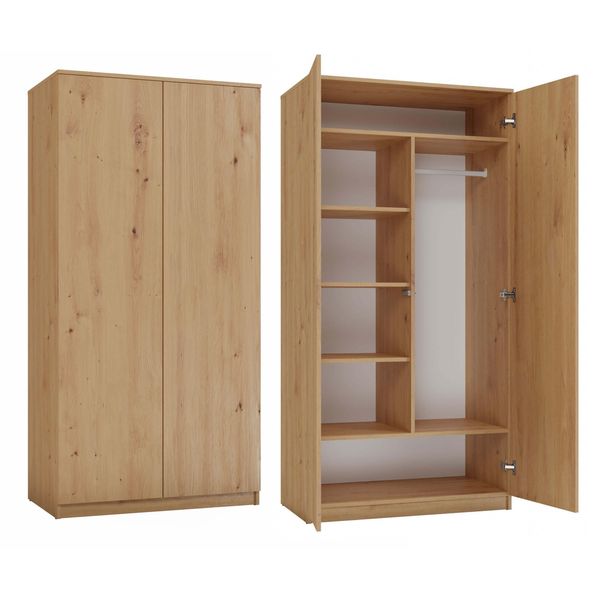 Armadio Guardaroba A Doppia Anta 90 Cm Tauno - Rovere Artisan-image