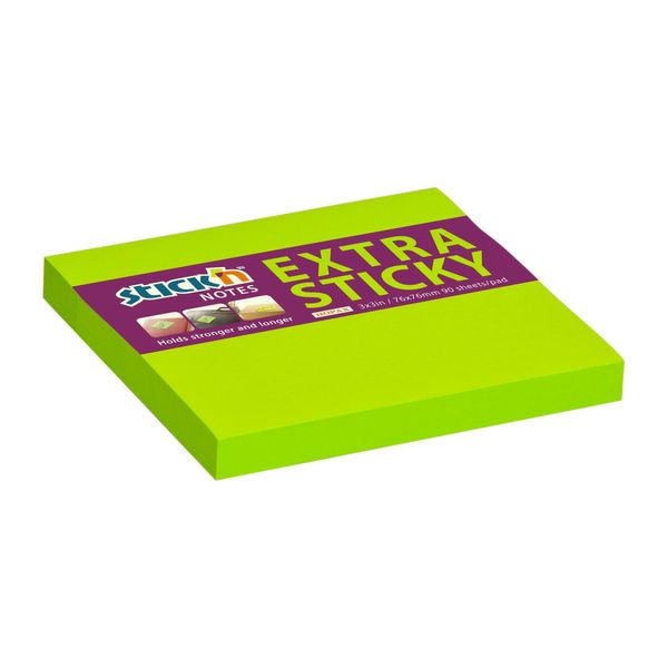 Stick'n Hopax Extra Sticky Pad, 76X76 Mm, Verde Neon, 90 Fogli-image