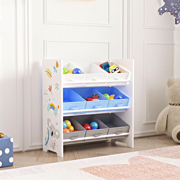 Scaffale Per Bambini 'Boiro' Con 9 Scatole Pieghevoli 60 X 62 X 30 Cm Motivo Koala-image