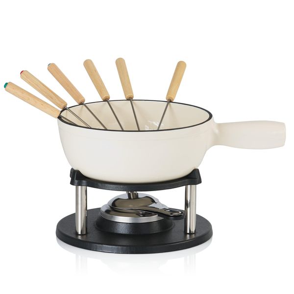 Bbq-Toro Set Per Fonduta In Ghisa Da 9 Pezzi Per 6 Persone, 2 L, Smaltato, Con Bruciatore E Forchette-image