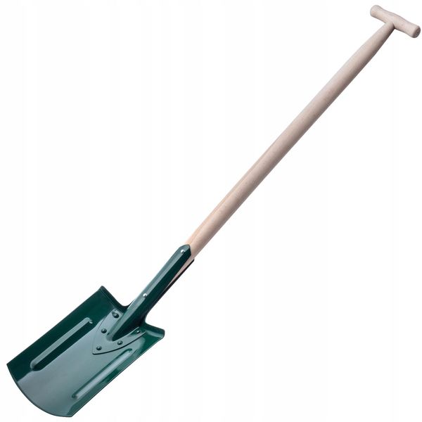 Vanga Da Giardiniere Kadax "Usinens"", Pala Da Giardino In Metallo Con Manico In Legno, Impugnatura A T, 116 Cm, Verde"-image
