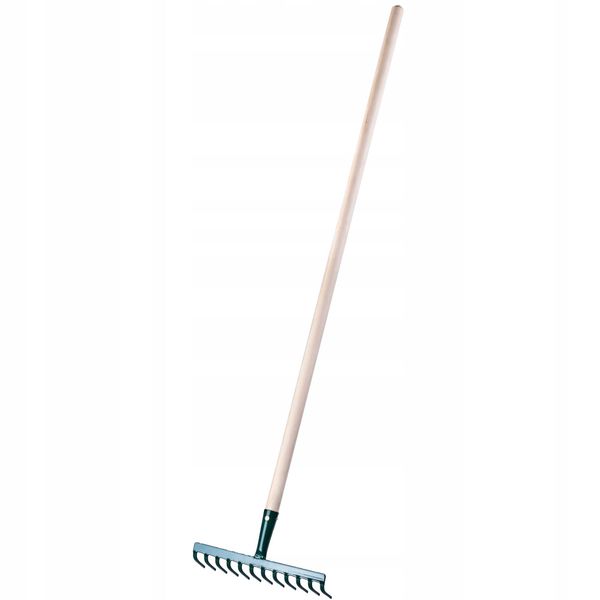 Kadax Rastrello In Metallo Con Manico In Legno "Vagen"", Rastrello Per Giardino, Attrezzo Da Giardino, Rastrello Da Giardino, Verde, 12 Denti"-image