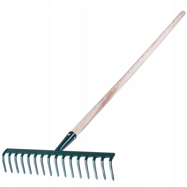 Kadax Rastrello In Metallo Con Manico In Legno "Vagen"", Rastrello Per Giardino, Attrezzo Da Giardino, Rastrello Da Giardino, Verde, 16 Denti"-image