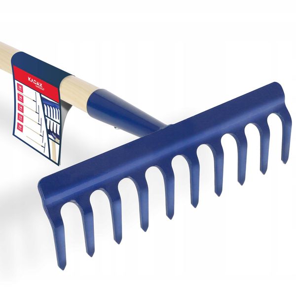 Rastrello Kadax "Vinci"", Rastrello In Metallo, Rastrello A 10 Denti, Rastrello Blu"-image