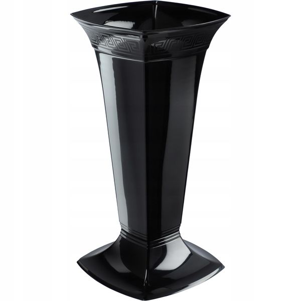 Vaso Da Tomba Kadax Con Base "Campo"", In Plastica, Vaso Per Lapide, Vaso Da Tomba, Vaso In Piedi, 39 Cm, Nero"-image