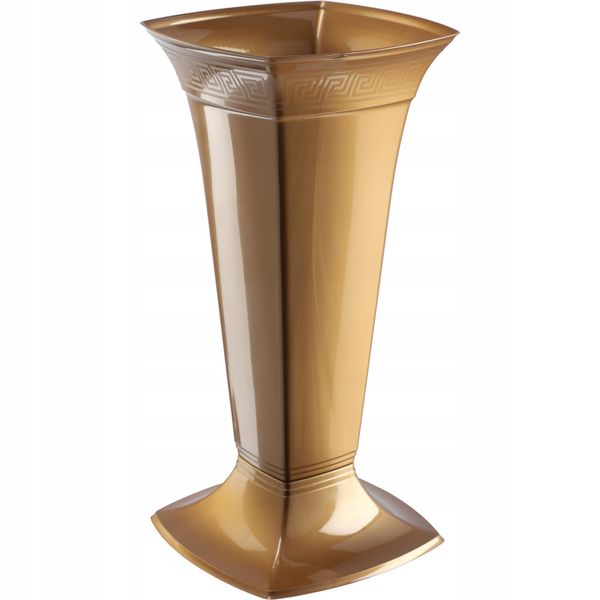 Vaso Da Tomba Kadax Con Base "Campo"", In Plastica, Vaso Per Lapide, Vaso Da Tomba, Vaso In Piedi, 39 Cm, Oro"-image
