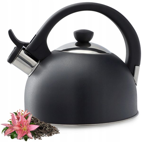Bollitore Kadax "Vasto"", Bollitore In Acciaio Inox Per Tutti I Tipi Di Piano Cottura, Nero, 1,7 Litri"-image