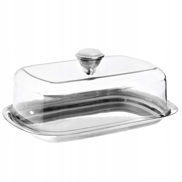 Portaburro Kadax "Cervo"", Portaburro Con Coperchio In Plastica Trasparente E Sottobicchiere In Acciaio Inox, 15 Cm"-image
