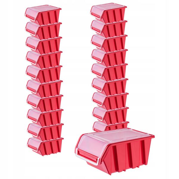 Cassetta Porta Attrezzi Kadax "Gusum"", Cassetta Con Sportello In Plastica Pp, Rosso, 20 Pezzi, 16X10 Cm"-image