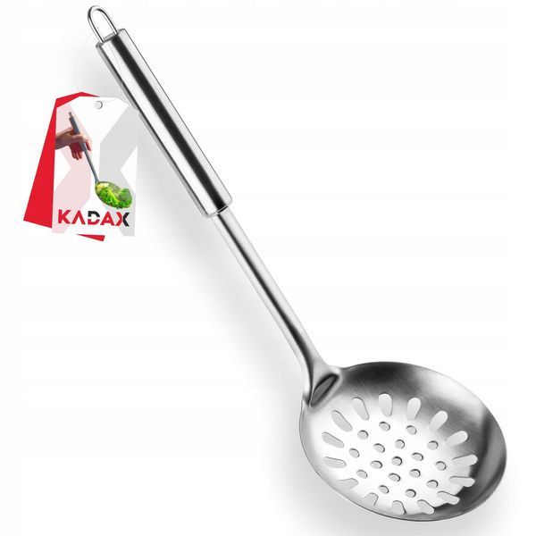 Cucchiaio Scanalato "Naset"" In Acciaio Inox Kadax, Colino Da Cucina, Cucchiaio Scanalato Per Cucinare, Argento, 11 Cm"-image