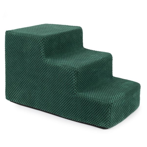 Scale Per Cani Scale Per Gatti Scale Per Animali Domestici Ausilio Per Arrampicarsi Rivestimento In Peluche 3 Gradini Verde-image