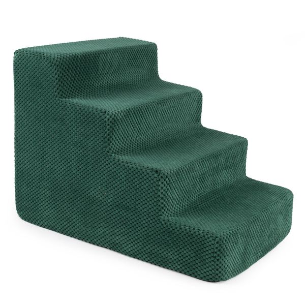 Scale Per Cani Scale Per Gatti Scale Per Animali Domestici Ausilio Per Arrampicarsi Rivestimento In Peluche 4 Gradini Verde-image