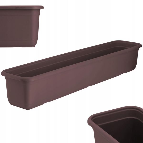 Cassetta Per Fiori Kadax "Evron"", Cassetta Per Balconi In Plastica, Vaso Per Fiori Per Balcone, Davanzale, Fioriera, 80 Cm, Marrone"-image